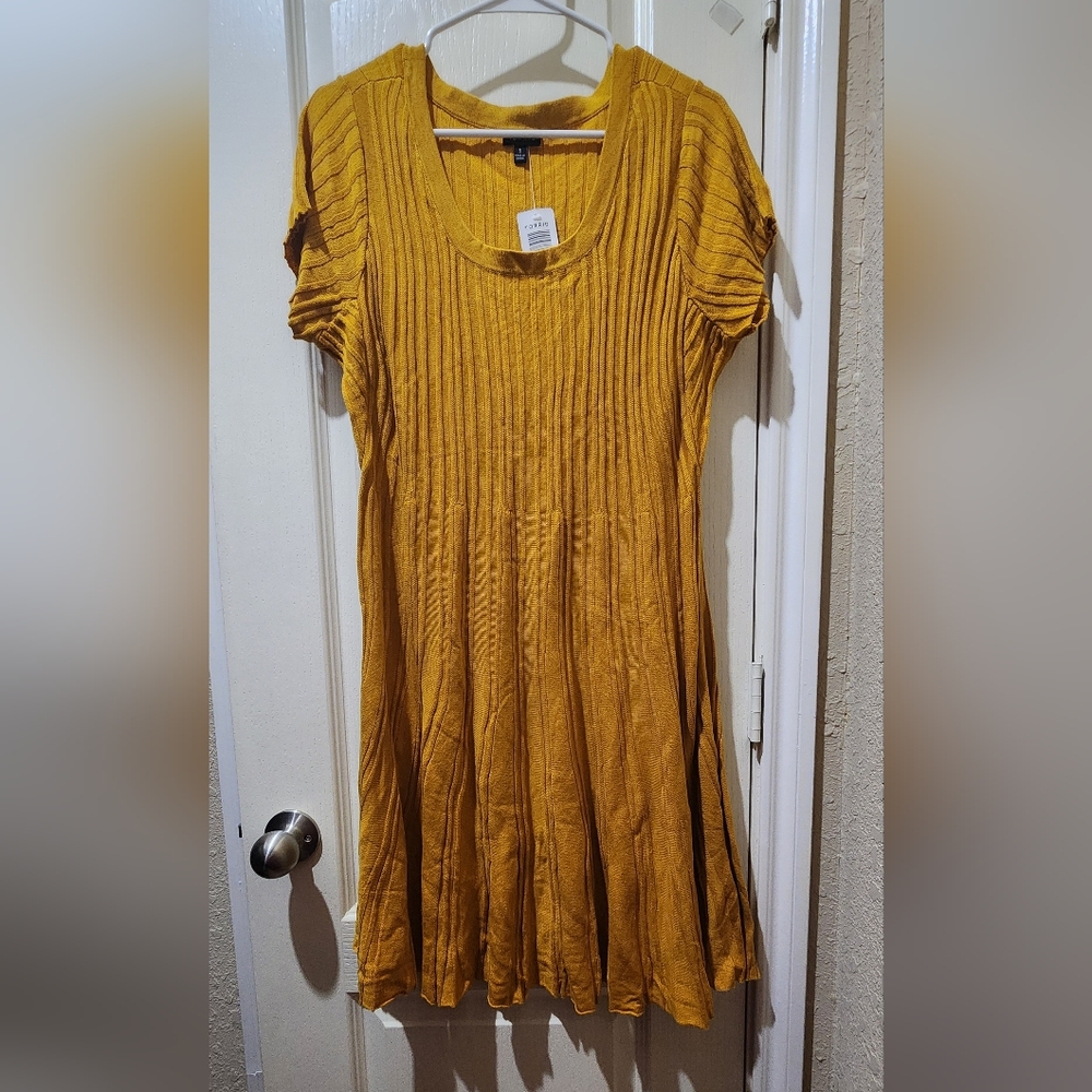 Torrid Mustard Yellow Mini Dress Sz1(14/16)